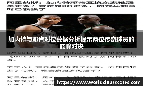 加内特与邓肯对位数据分析揭示两位传奇球员的巅峰对决
